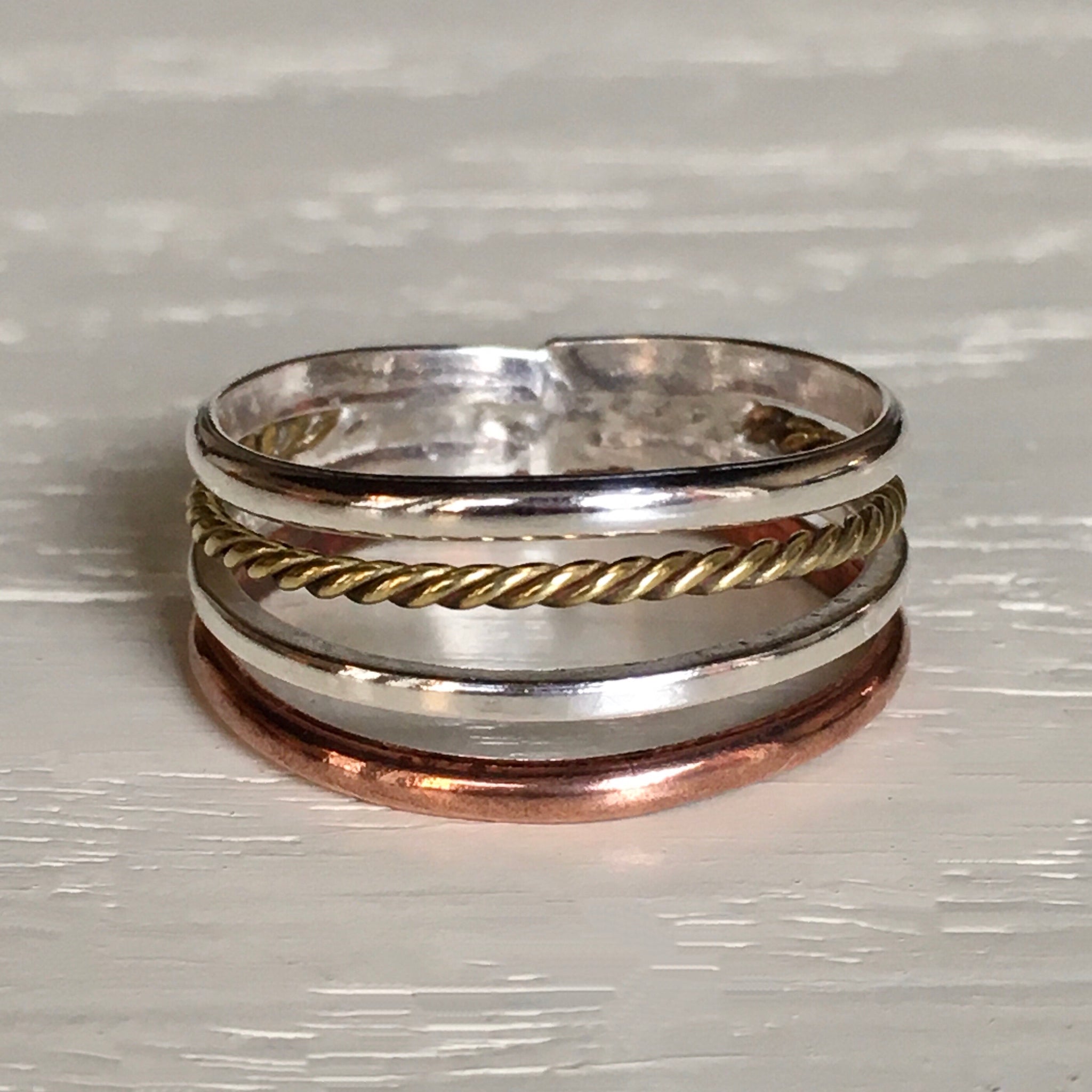 Gold copper silver on sale ring